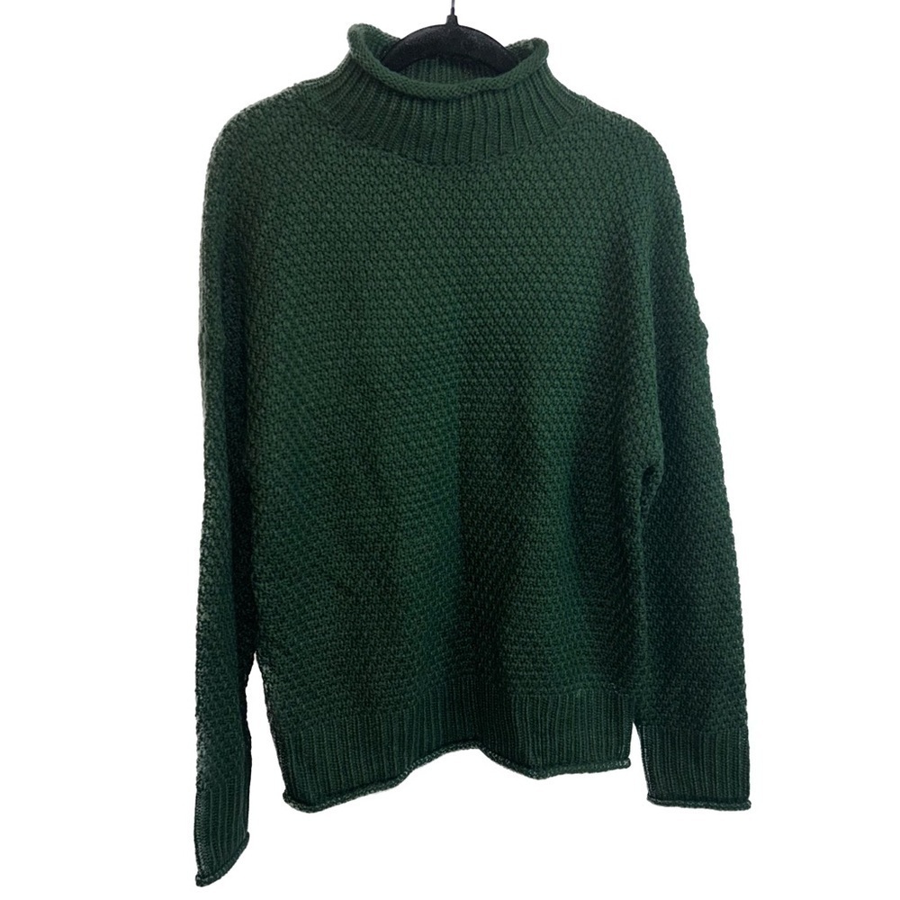 Turtleneck Sweater Long Sleeve Cable Tight Knit Pullover Ribbed Oversized Top S